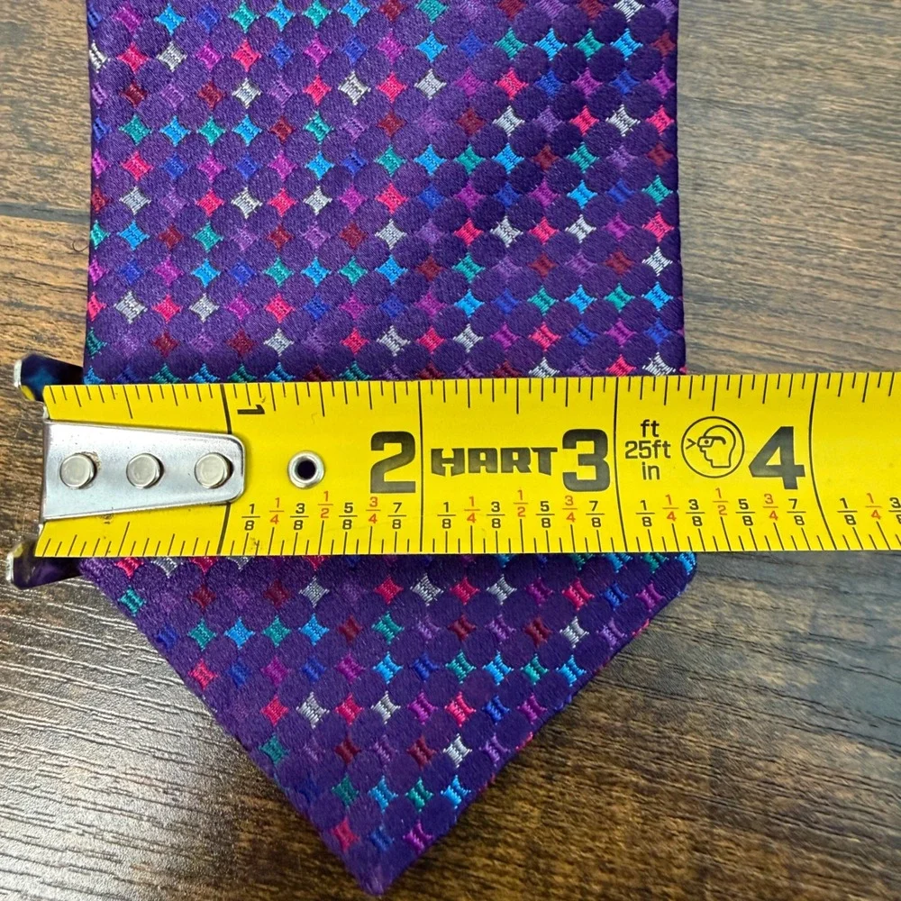 Charles Tyrwhitt Tie Men Purple Geometric Silk Handmade in England Preppy Formal